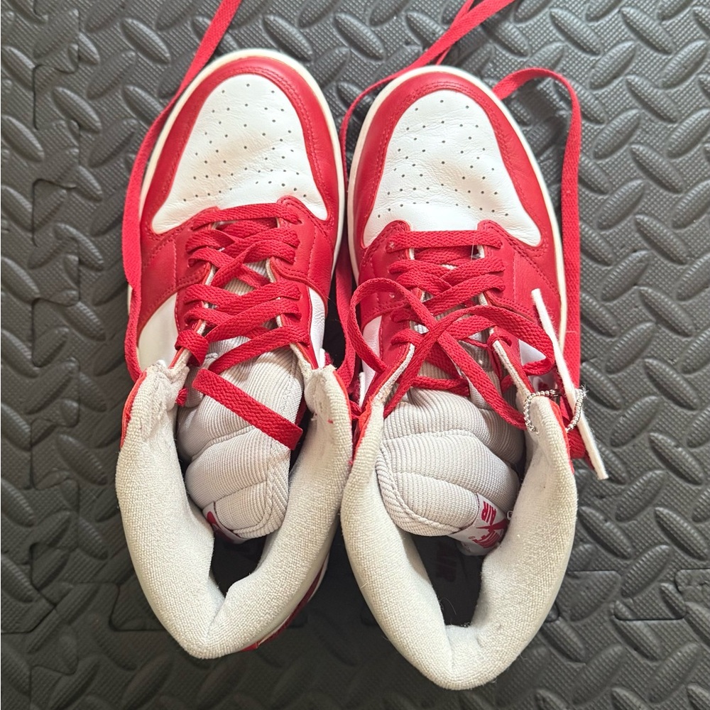 Nike Red and White Sneak Jordan 1 varsity red